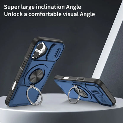 2-in-1 Magnetic Sliding Lens Case, Blue for iPhone 16 Plus V1293-MCHLS-16PLUS