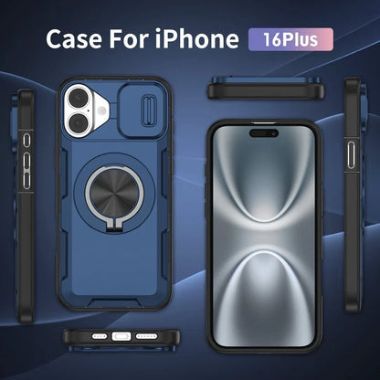 2-in-1 Magnetic Sliding Lens Case, Blue for iPhone 16 Plus V1293-MCHLS-16PLUS