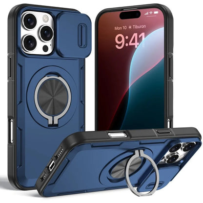 2-in-1 Magnetic Sliding Lens Case, Blue for iPhone 16 Pro Max V1293-MCHLS-16PM