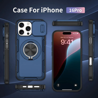 2-in-1 Magnetic Sliding Lens Case, Blue for iPhone 16 Pro V1293-MCHLS-16PRO