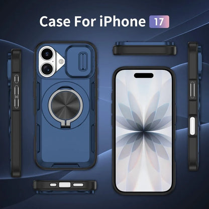 2-in-1 Magnetic Sliding Lens Case, Blue for iPhone 17 V1293-MCHLS-17