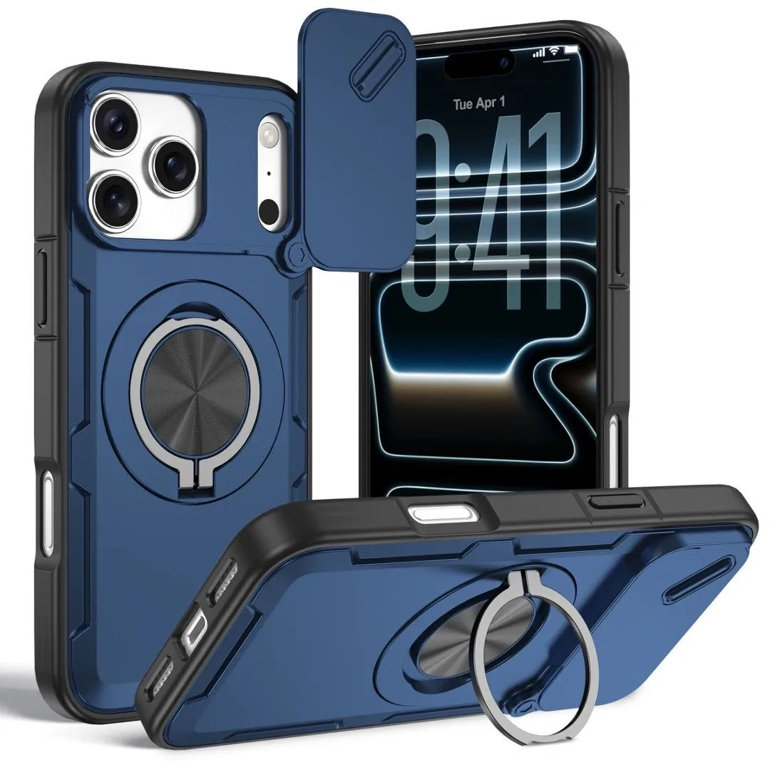 2-in-1 Magnetic Sliding Lens Case, Blue for iPhone 17 Pro Max V1293-MCHLS-17PM