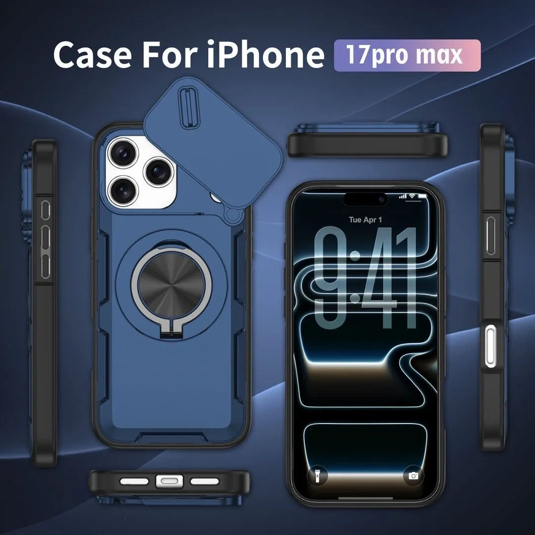2-in-1 Magnetic Sliding Lens Case, Blue for iPhone 17 Pro Max V1293-MCHLS-17PM