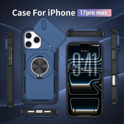 2-in-1 Magnetic Sliding Lens Case, Blue for iPhone 17 Pro Max V1293-MCHLS-17PM