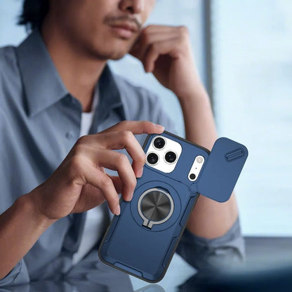 2-in-1 Magnetic Sliding Lens Case, Blue for iPhone 17 Pro Max V1293-MCHLS-17PM