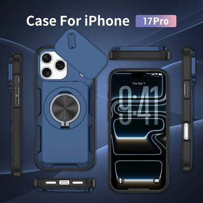 2-in-1 Magnetic Sliding Lens Case, Blue for iPhone 17 Pro V1293-MCHLS-17PRO