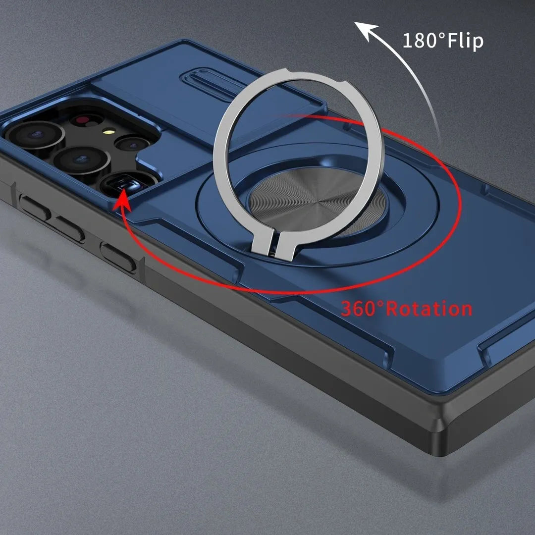 2-in-1 Magnetic Sliding Lens Case, Blue for Samsung S23Ultra V1293-MCHLS-23U