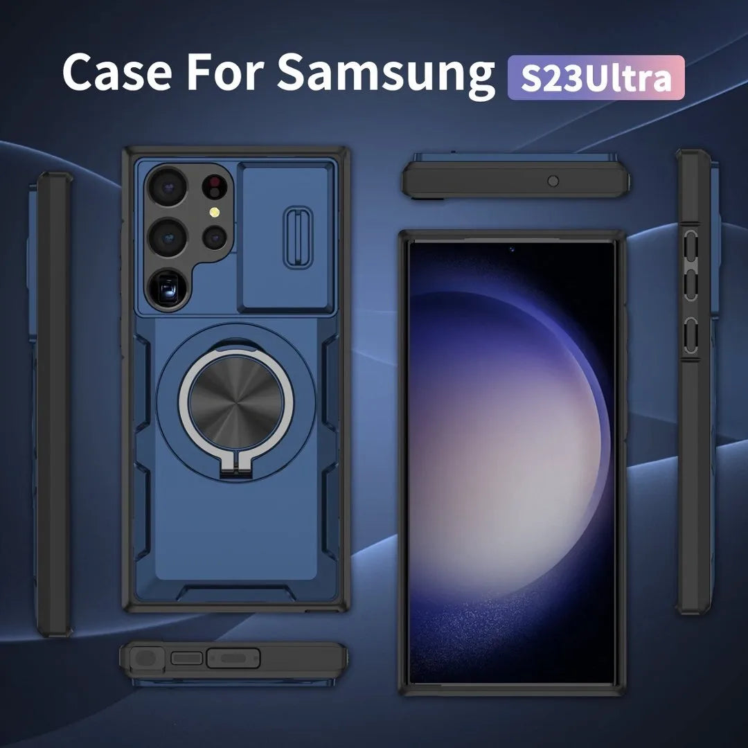 2-in-1 Magnetic Sliding Lens Case, Blue for Samsung S23Ultra V1293-MCHLS-23U