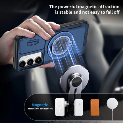 2-in-1 Magnetic Sliding Lens Case, Blue for Samsung S24 V1293-MCHLS-24