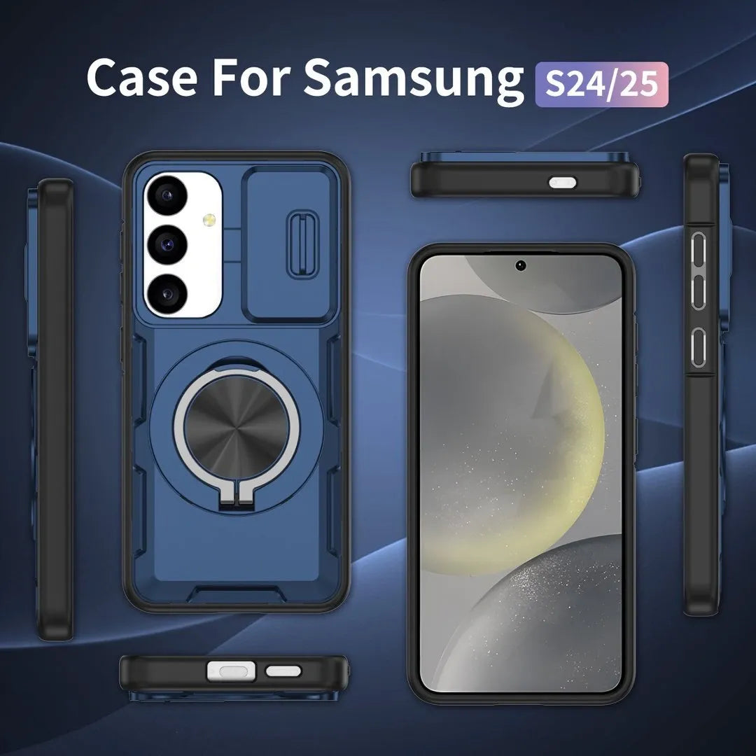 2-in-1 Magnetic Sliding Lens Case, Blue for Samsung S24 V1293-MCHLS-24