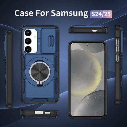 2-in-1 Magnetic Sliding Lens Case, Blue for Samsung S24 V1293-MCHLS-24