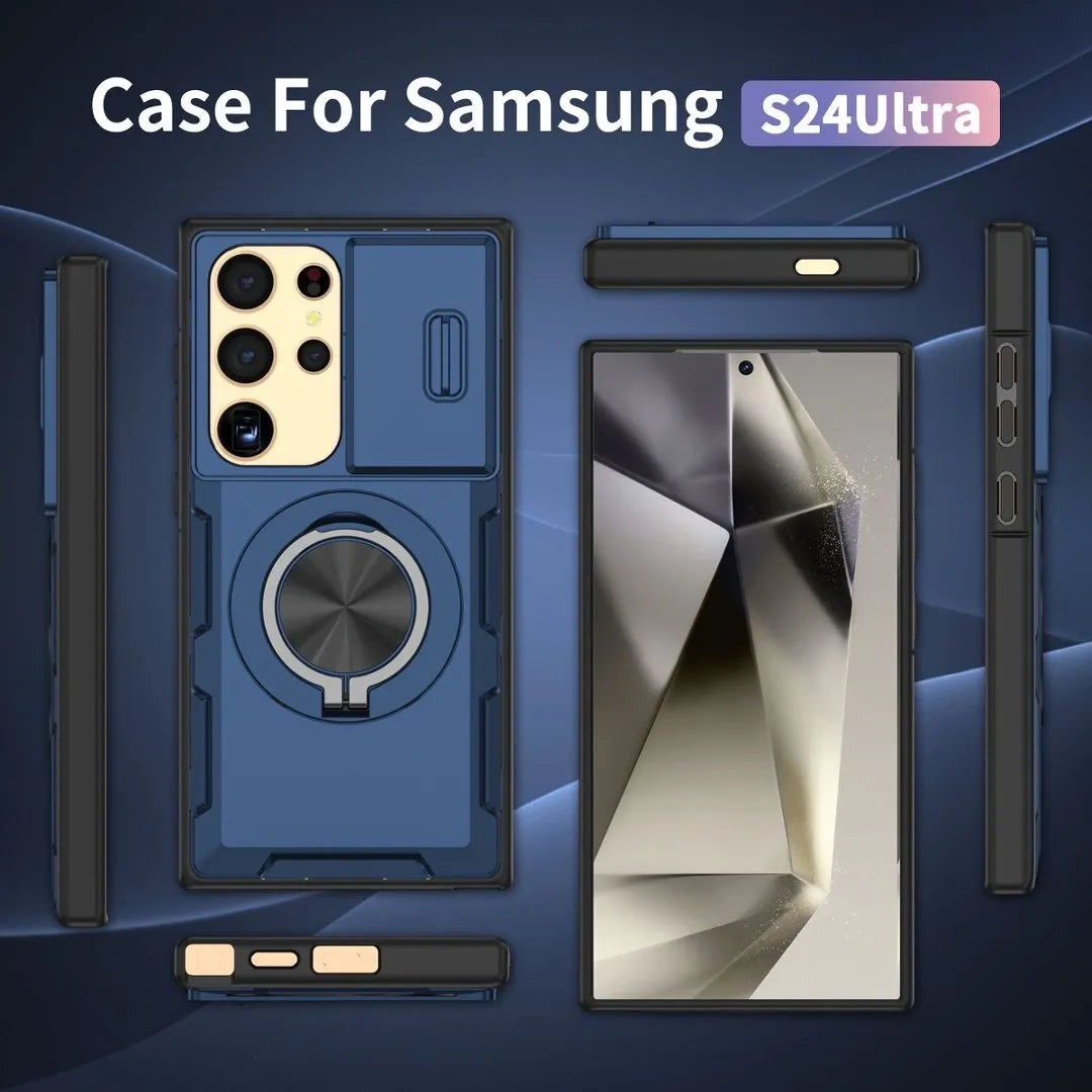 2-in-1 Magnetic Sliding Lens Case, Blue for Samsung S24Ultra V1293-MCHLS-24U