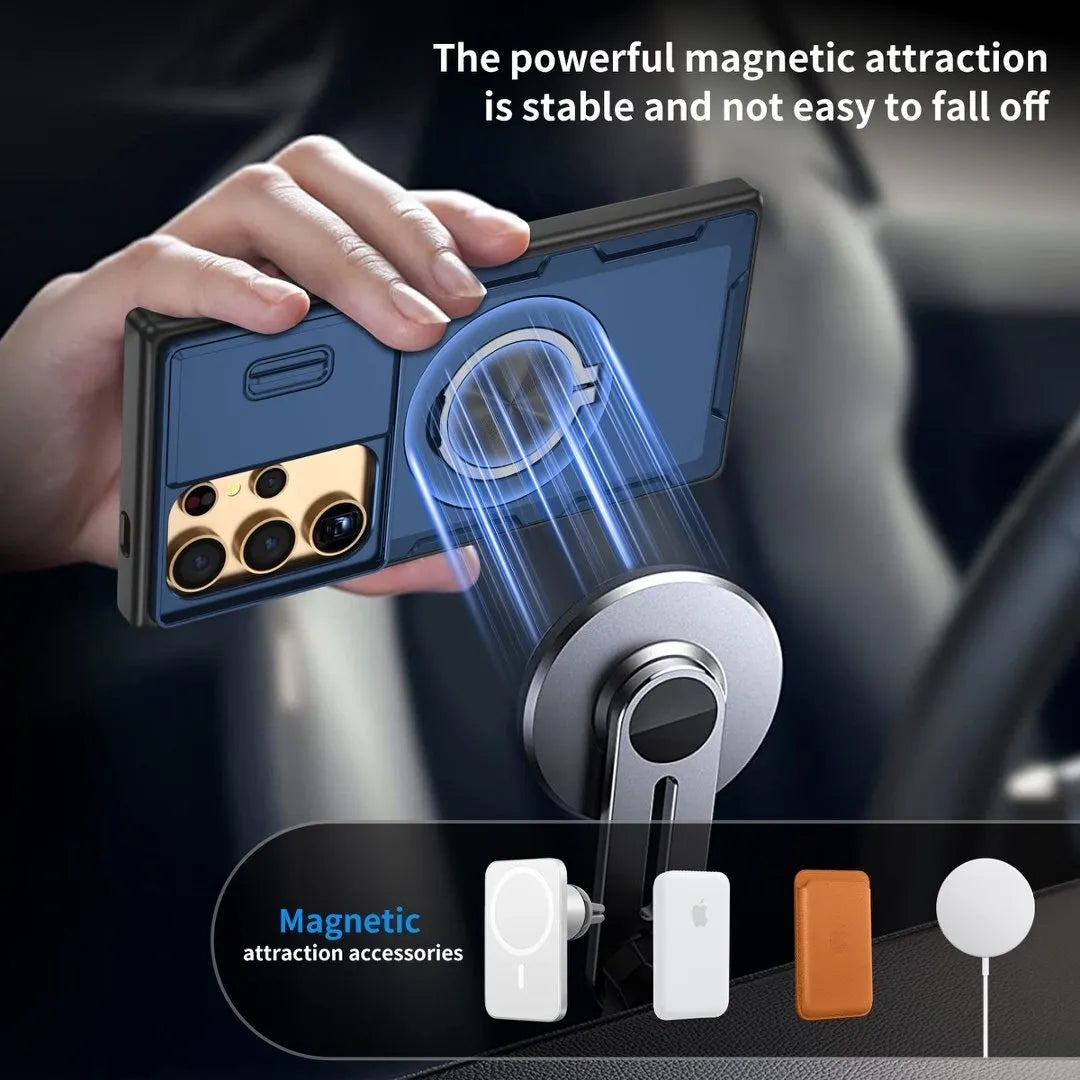 2-in-1 Magnetic Sliding Lens Case, Blue for Samsung S25Ultra V1293-MCHLS-25U