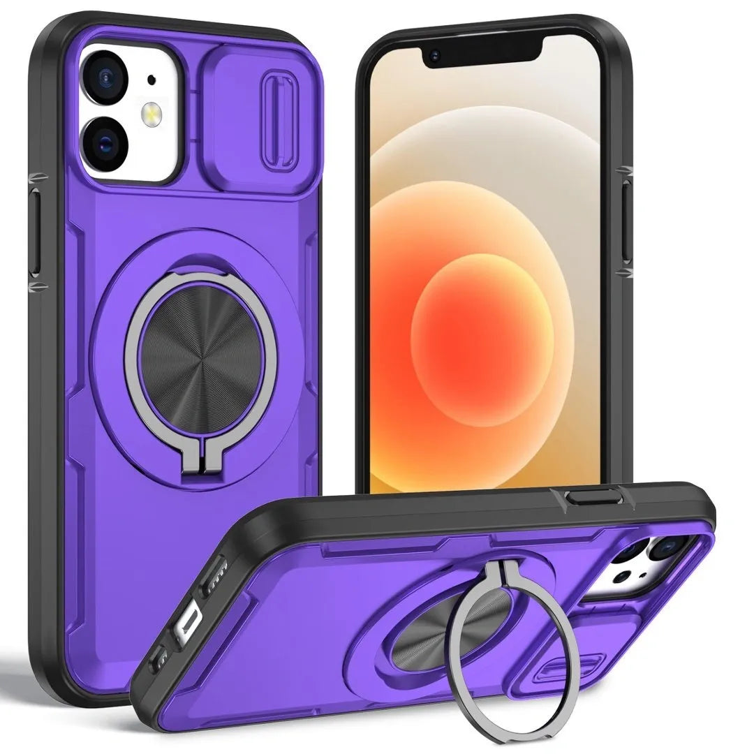 2-in-1 Magnetic Sliding Lens Case, Purple for iPhone 12 V1293-MCHZS-12