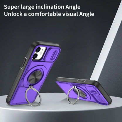 2-in-1 Magnetic Sliding Lens Case, Purple for iPhone 12 V1293-MCHZS-12