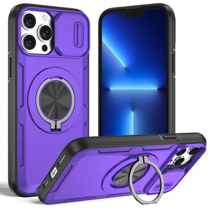 2-in-1 Magnetic Sliding Lens Case, Purple for iPhone 12 Pro V1293-MCHZS-12PRO