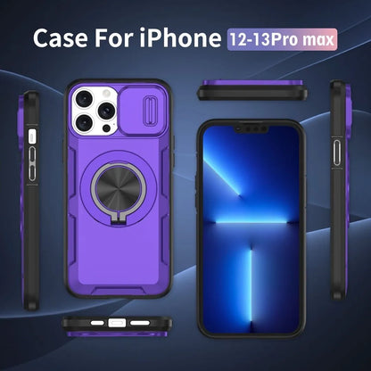 2-in-1 Magnetic Sliding Lens Case, Purple for iPhone 13 Pro Max V1293-MCHZS-13PM