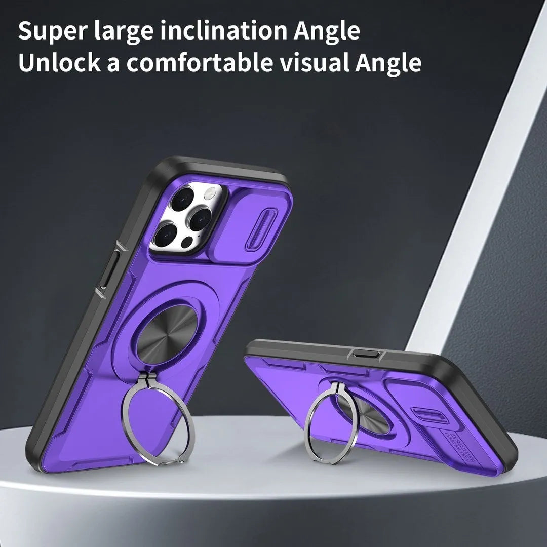 2-in-1 Magnetic Sliding Lens Case, Purple for iPhone 13 Pro V1293-MCHZS-13PRO