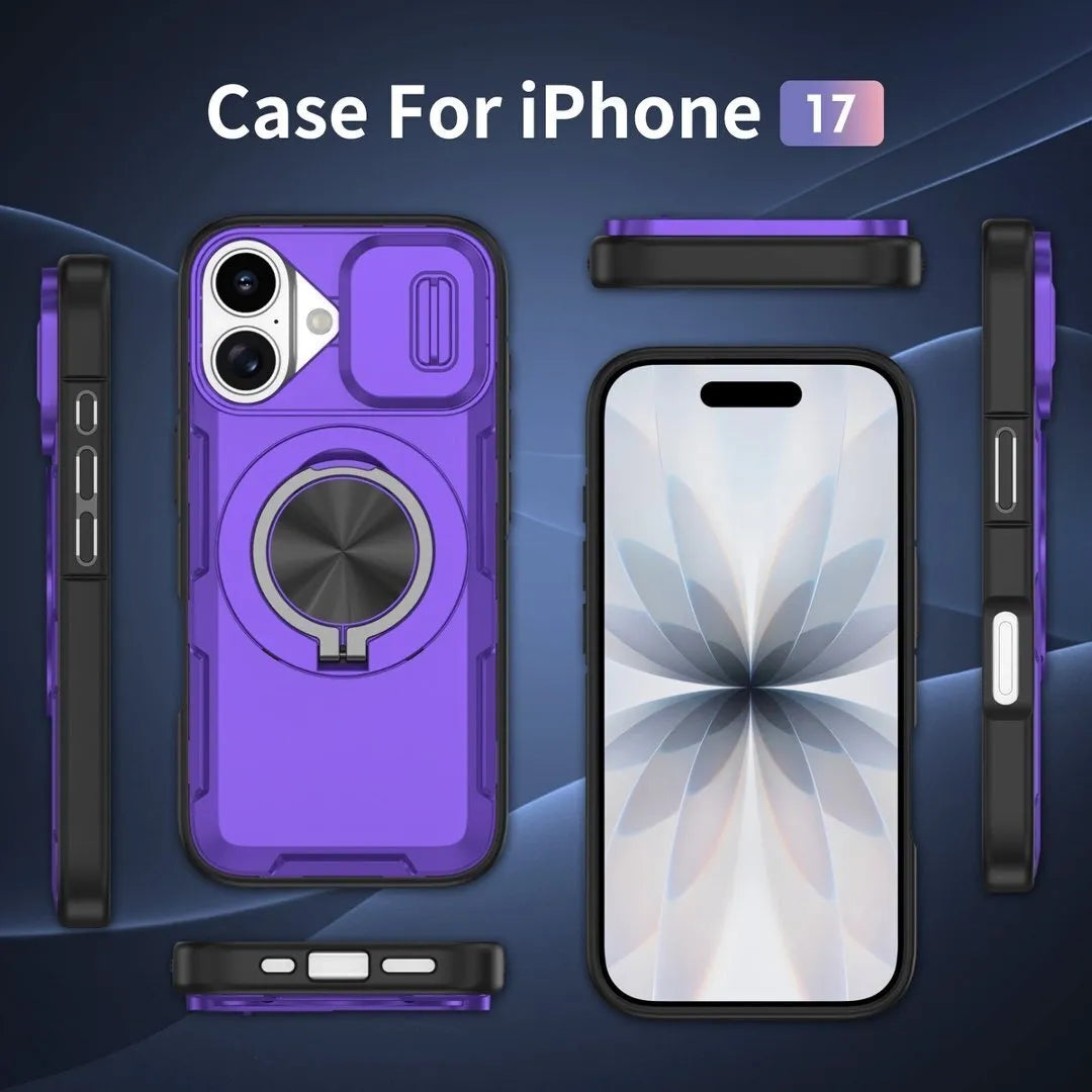 2-in-1 Magnetic Sliding Lens Case, Purple for iPhone 17 V1293-MCHZS-17