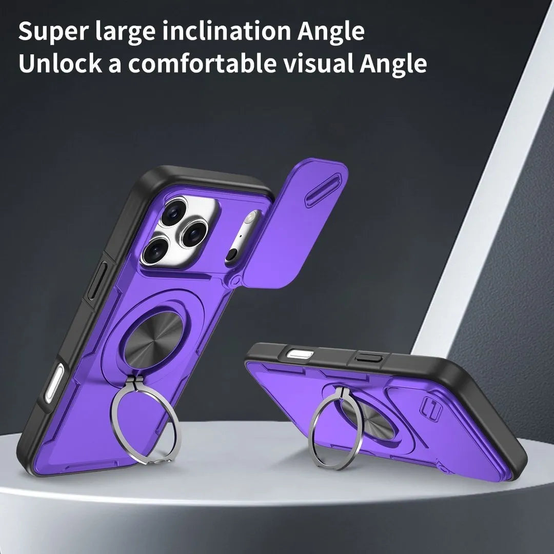 2-in-1 Magnetic Sliding Lens Case, Purple for iPhone 17 Pro Max V1293-MCHZS-17PM