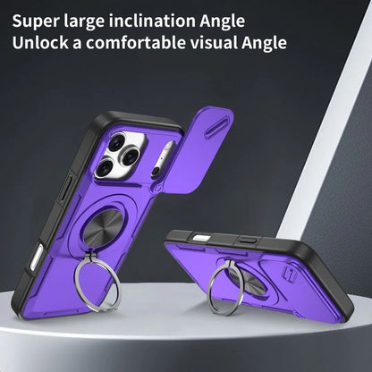 2-in-1 Magnetic Sliding Lens Case, Purple for iPhone 17 Pro Max V1293-MCHZS-17PM