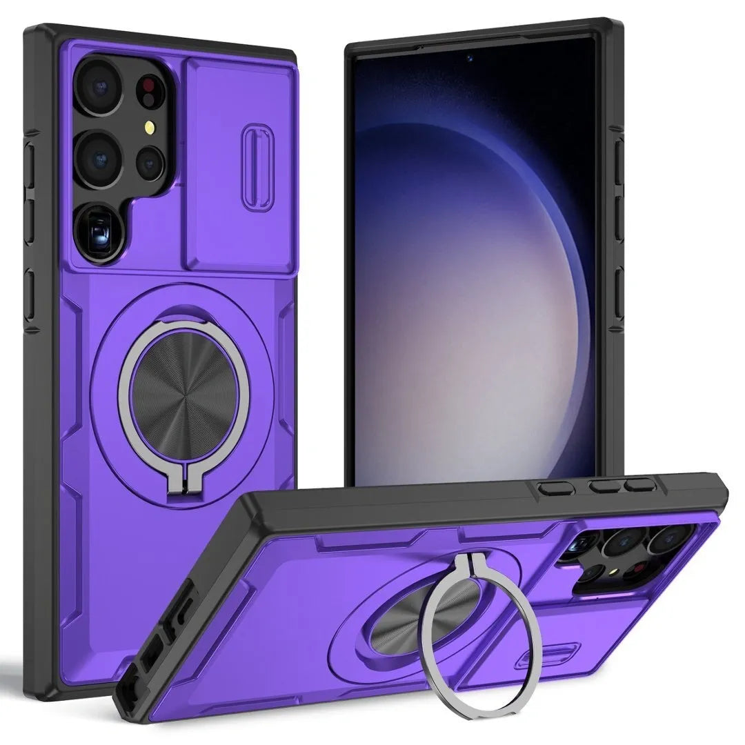 2-in-1 Magnetic Sliding Lens Case, Purple for Samsung S23Ultra V1293-MCHZS-23U