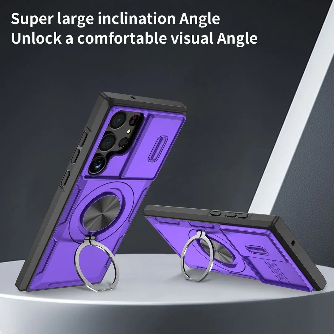 2-in-1 Magnetic Sliding Lens Case, Purple for Samsung S23Ultra V1293-MCHZS-23U