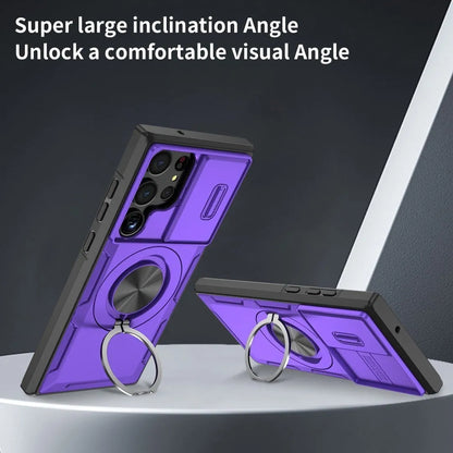 2-in-1 Magnetic Sliding Lens Case, Purple for Samsung S23Ultra V1293-MCHZS-23U