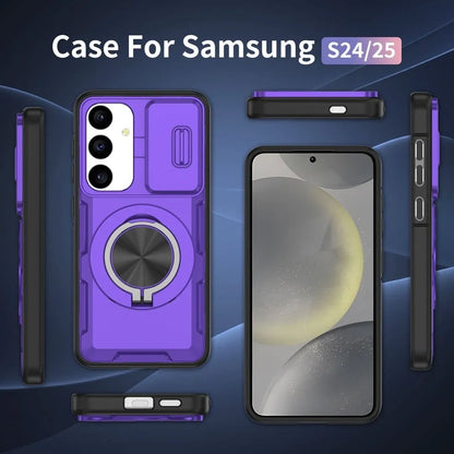 2-in-1 Magnetic Sliding Lens Case, Purple for Samsung S24 V1293-MCHZS-24