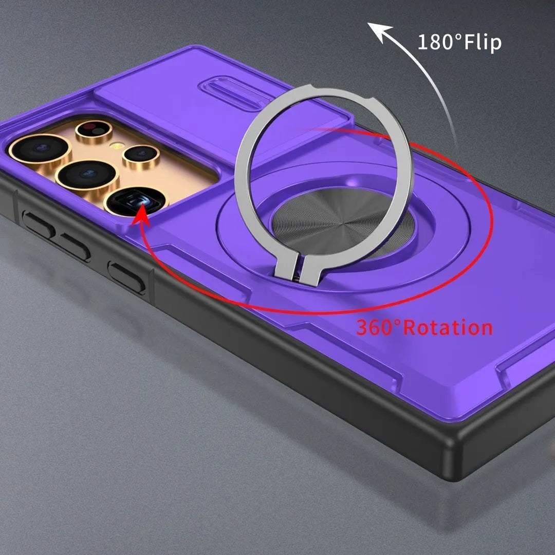 2-in-1 Magnetic Sliding Lens Case, Purple for Samsung S24Ultra V1293-MCHZS-24U