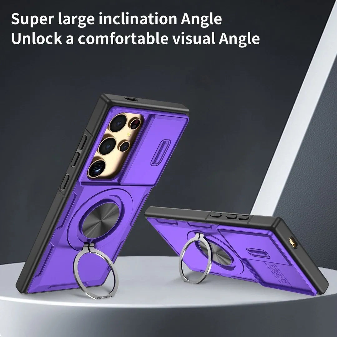 2-in-1 Magnetic Sliding Lens Case, Purple for Samsung S24Ultra V1293-MCHZS-24U