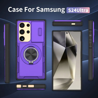 2-in-1 Magnetic Sliding Lens Case, Purple for Samsung S24Ultra V1293-MCHZS-24U