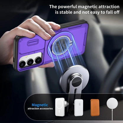 2-in-1 Magnetic Sliding Lens Case, Purple for Samsung S25 V1293-MCHZS-25
