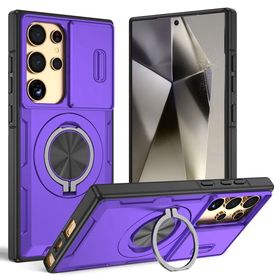 2-in-1 Magnetic Sliding Lens Case, Purple for Samsung S25Ultra V1293-MCHZS-25U