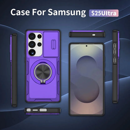 2-in-1 Magnetic Sliding Lens Case, Purple for Samsung S25Ultra V1293-MCHZS-25U