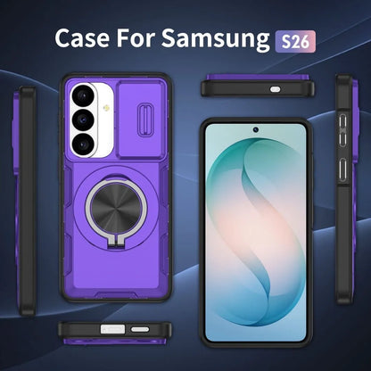 2-in-1 Magnetic Sliding Lens Case, Purple for Samsung S26 V1293-MCHZS-26
