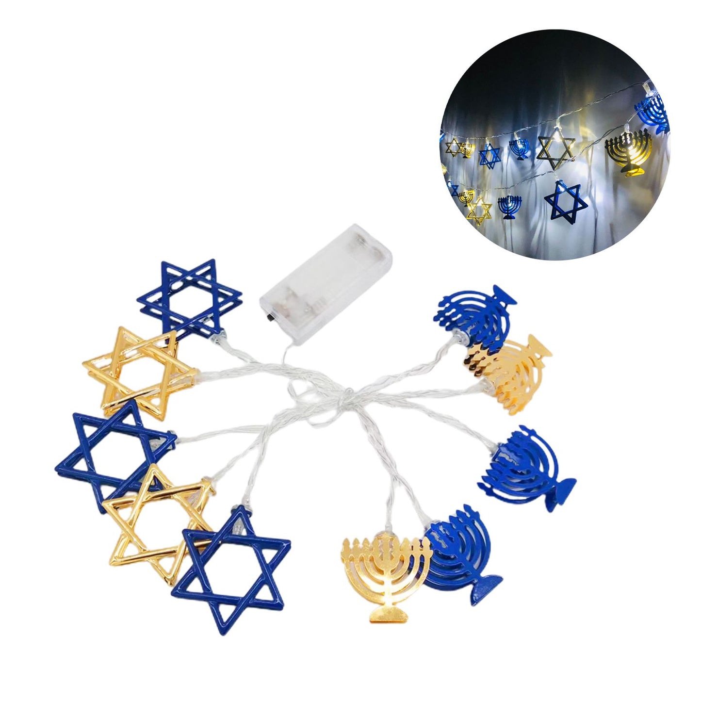 LED Hanukkah String Lights Hexagonal Star Fairy Light 3 Meters 20 LED Decoration Lights V1294-YM0512-10S87OV86