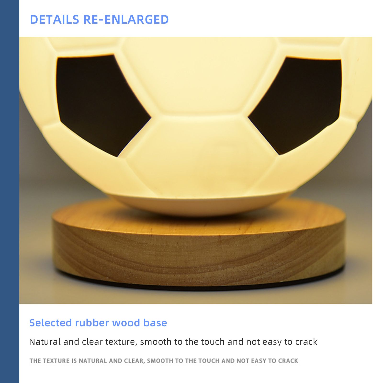 Soccer Remote Control LED Night Light Solid Wood Glass Small Table Lamp Remote Dimming Bedside Bedroom Study V1294-YM0512-221121SU01-1