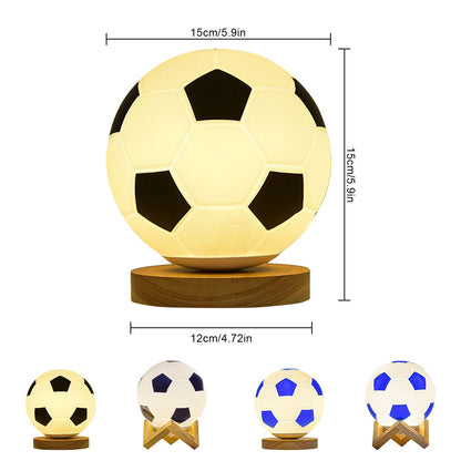 Soccer Remote Control LED Night Light Solid Wood Glass Small Table Lamp Remote Dimming Bedside Bedroom Study V1294-YM0512-221121SU01-1