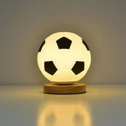 Soccer Remote Control LED Night Light Solid Wood Glass Small Table Lamp Remote Dimming Bedside Bedroom Study V1294-YM0512-221121SU01-1