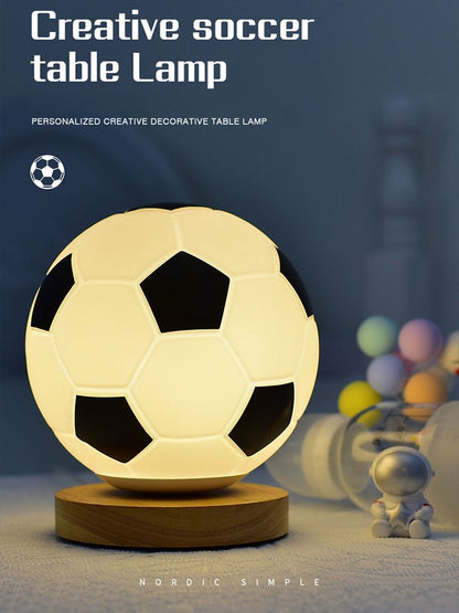 Soccer Remote Control LED Night Light Solid Wood Glass Small Table Lamp Remote Dimming Bedside Bedroom Study V1294-YM0512-221121SU01-1