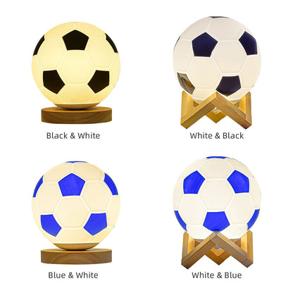 Soccer Remote Control LED Night Light Solid Wood Glass Small Table Lamp Remote Dimming Bedside Bedroom Study V1294-YM0512-221121SU01-1