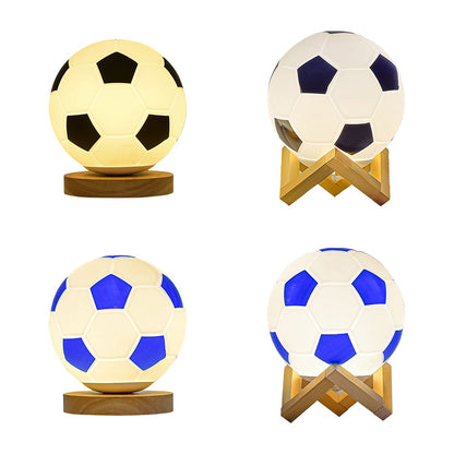 Soccer Remote Control LED Night Light Solid Wood Glass Small Table Lamp Remote Dimming Bedside Bedroom Study V1294-YM0512-221121SU01-1