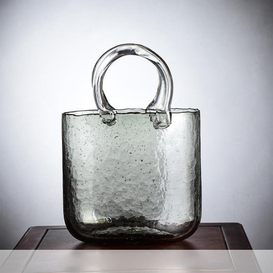 Glass Vase Transparent Hand Basket Living Room Flower Arrangement Creative Bag Fish Tank V1294-YM0512-221122LD04-3
