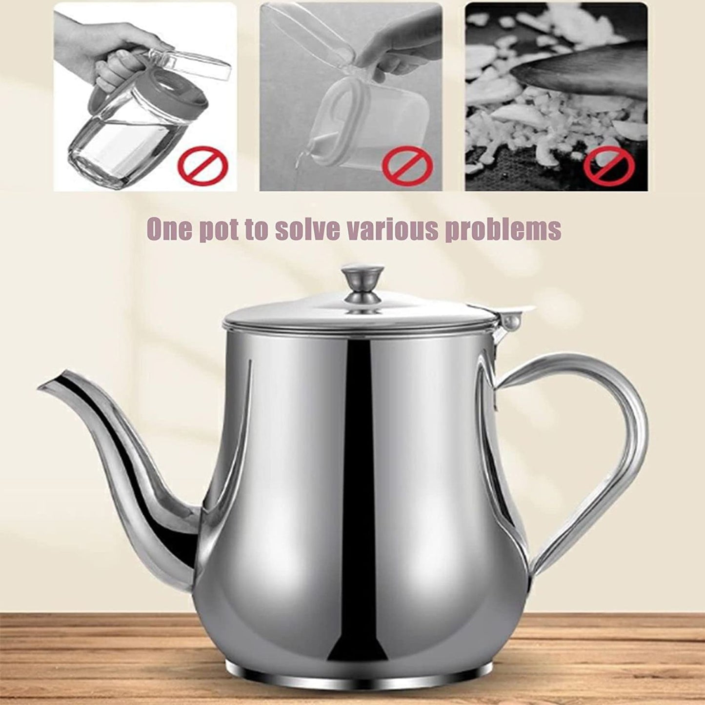 Stainless Steel Lubricator with Filter Screen Oil Strainer Pot Olive Oil Dispenser With Dust Proof Lid V1294-YM0512-221123GW03-1