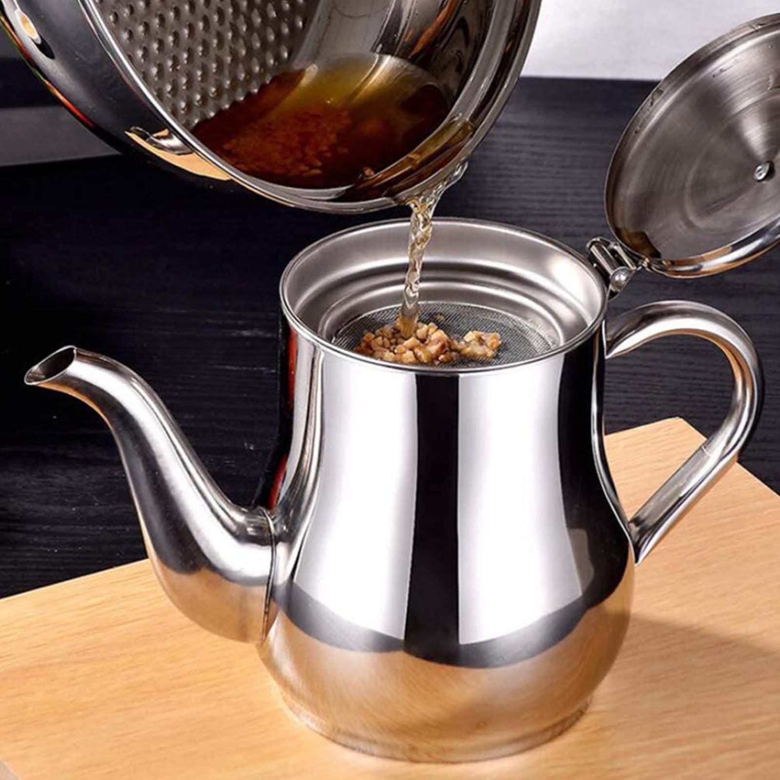 Stainless Steel Lubricator with Filter Screen Oil Strainer Pot Olive Oil Dispenser With Dust Proof Lid V1294-YM0512-221123GW03-3