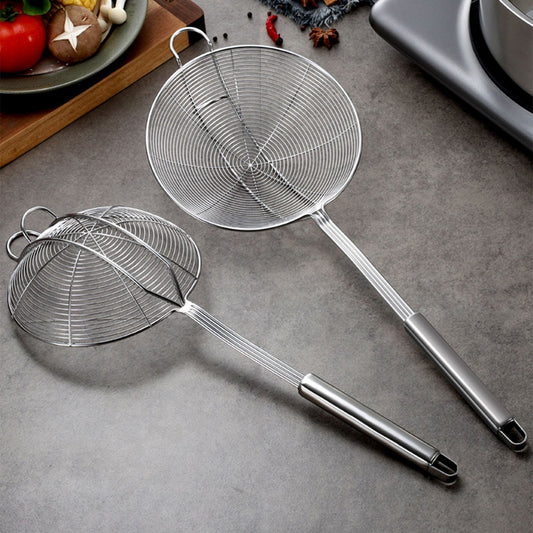 Strainer Spoon Long Stainless Steel Anti Scald Safe Slotted Ladle for Kitchen Cooking Frying Spaghetti V1294-YM0512-221202LD03-4