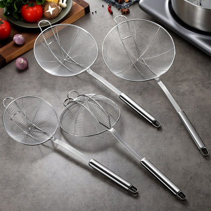Strainer Spoon Long Stainless Steel Anti Scald Safe Slotted Ladle for Kitchen Cooking Frying Spaghetti V1294-YM0512-221202LD03-4