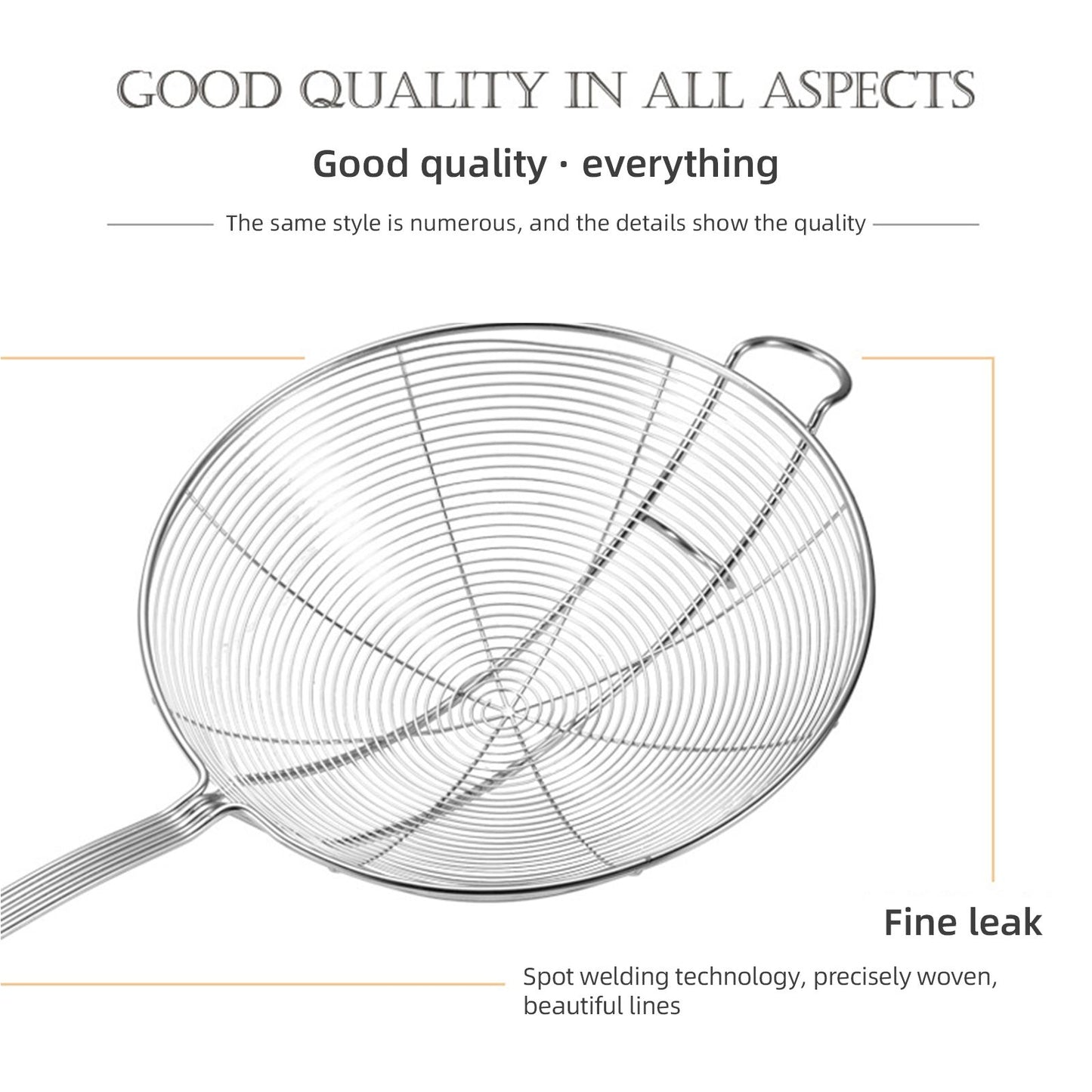 Strainer Spoon Long Stainless Steel Anti Scald Safe Slotted Ladle for Kitchen Cooking Frying Spaghetti V1294-YM0512-221202LD03-4