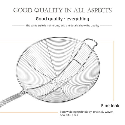 Strainer Spoon Long Stainless Steel Anti Scald Safe Slotted Ladle for Kitchen Cooking Frying Spaghetti V1294-YM0512-221202LD03-4